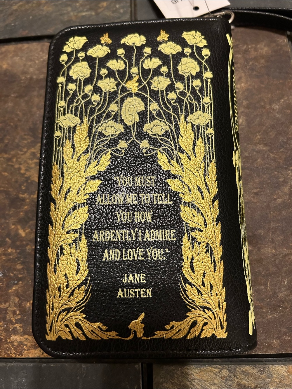 Pride and Prejudice Jane Austen Black & Gold Wallet - Picture 2 of 4
